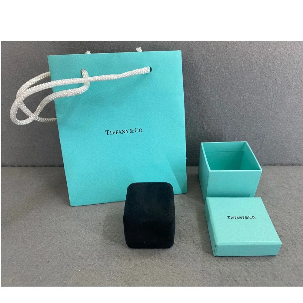 Tiffany & Co Blue Shopping Bag Outer Box and Black Velvet Ring Box Set